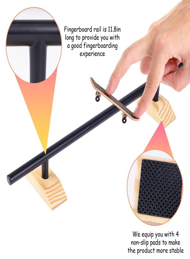 WodGod Professional Fingerboard Rail - Durable Aluminum Alloy Material,Finely Polished One-Piece Molding,Equipped with Non-Slip Mat and Stable Textured Wooden Base,Black,Round Rail - Image 3